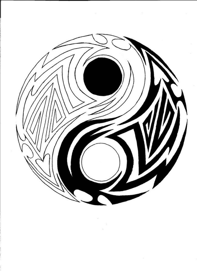 Black Tribal Yin Yang Tattoo Design