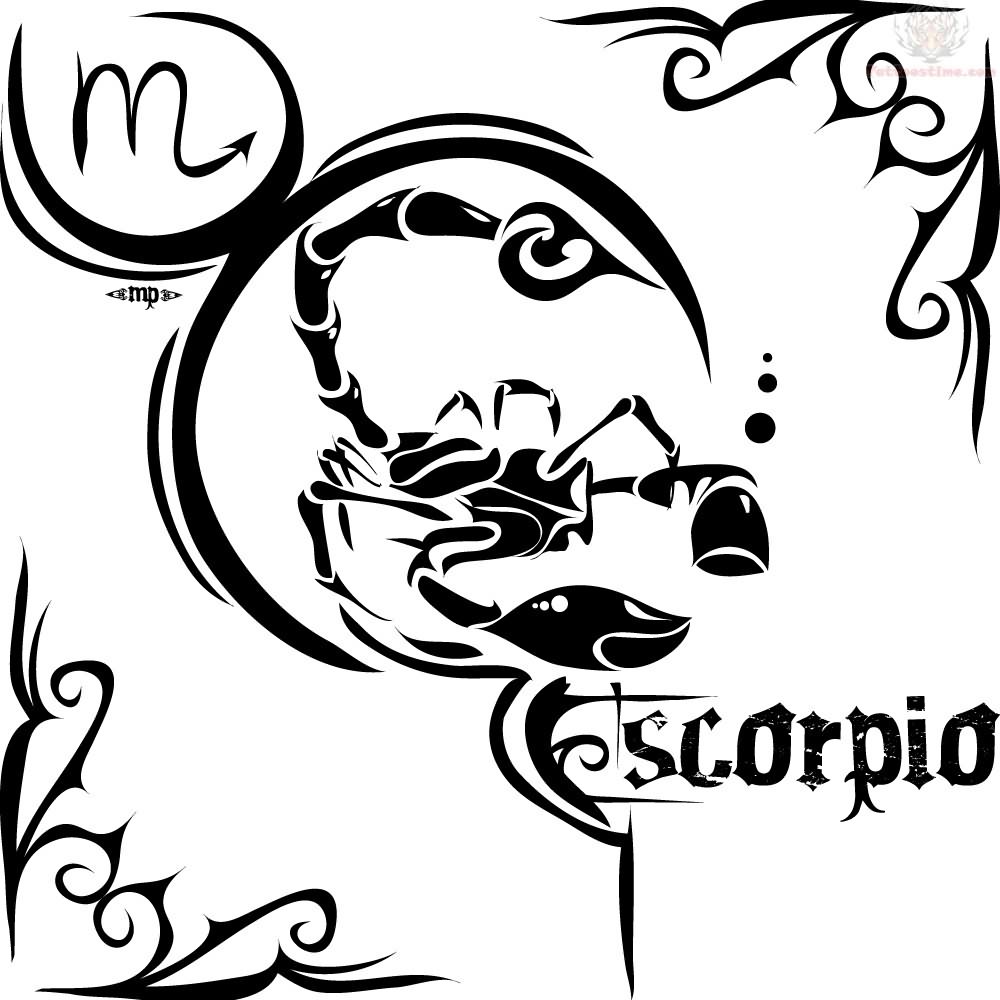 Black Tribal Zodiac Scorpio Tattoo Stencil