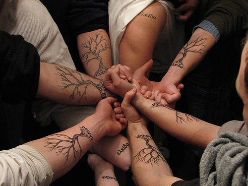 Black Without Leaves Tree Tattoo On Wrists