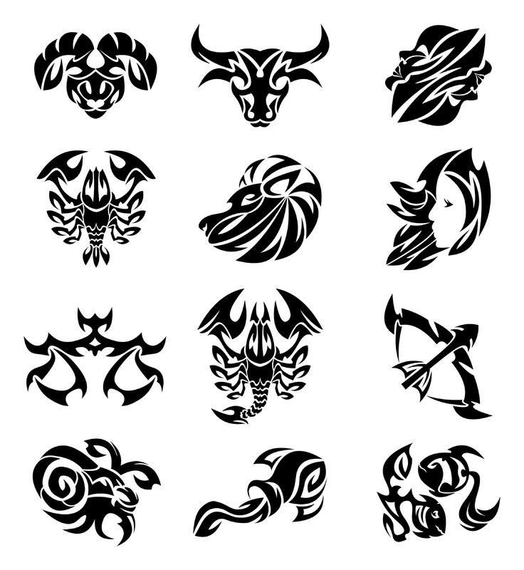 Black Zodiac Symbol Tattoo Flash