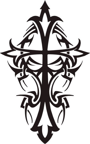 Black tribal cross tattoo design