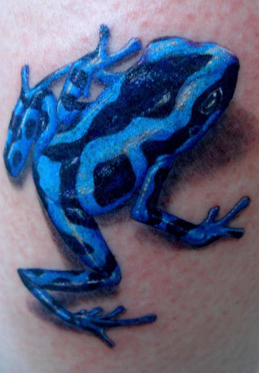 Blue And Black 3D Frog Tattoo Design