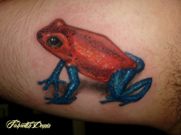Blue And Red 3D Frog Tattoo Design By Fahrettin Demir