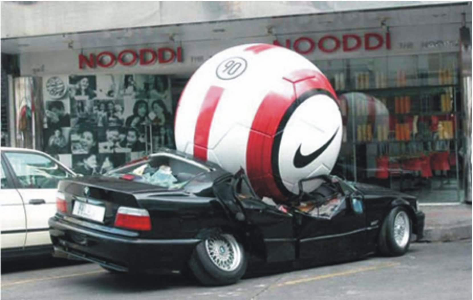 Car Accident With Nike Ball Funny Picture