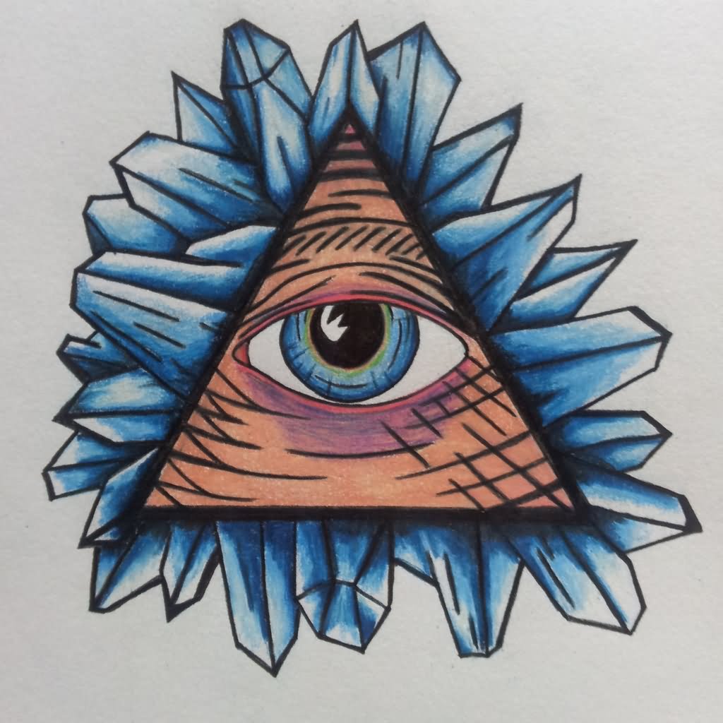 Colorful Illuminati Eye Tattoo Design By Christopher Gray