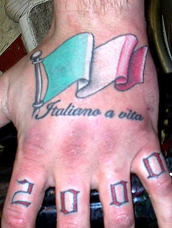 Colorful Italian Flag Tattoo On Flag