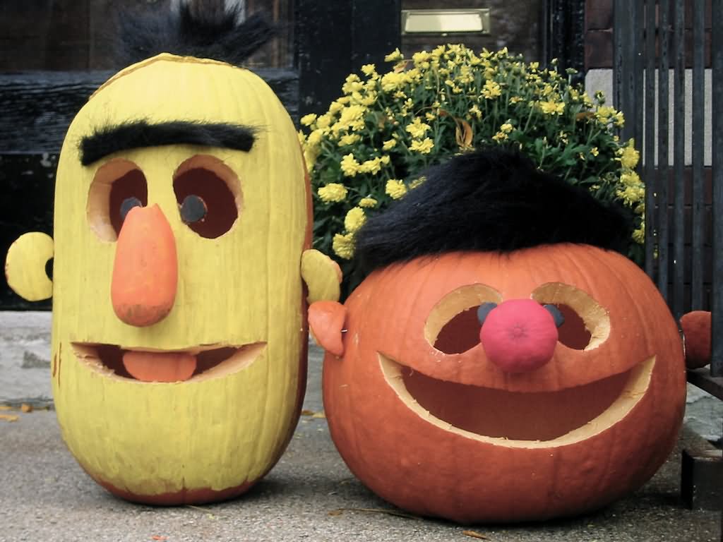 Couple Pumpkin Funny Smiling Face