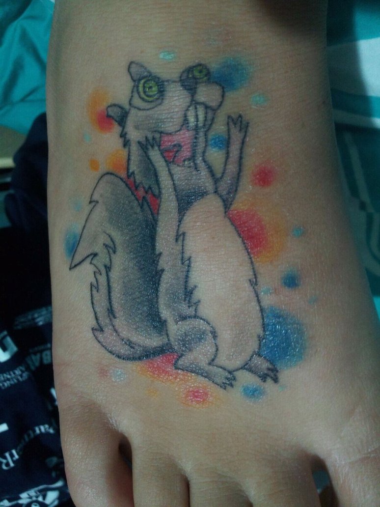 Cute Squirrel Tattoo On Foot By Mikolily
