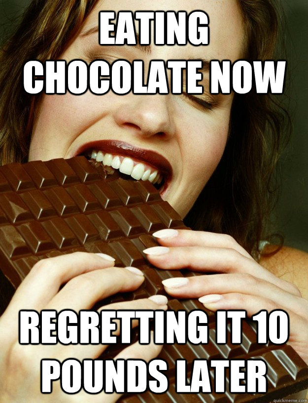 Eating Chocolate Now Funny Meme.