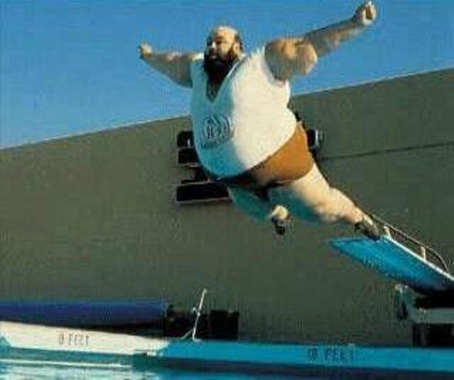 Fat Man Jumping In Swimming Pool Funny Picture