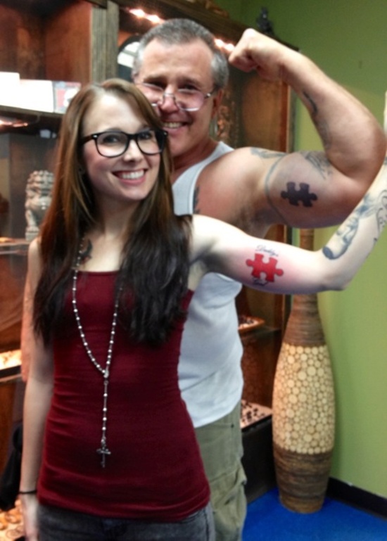 Father And Daughter Have Matching Puzzle Tattoo