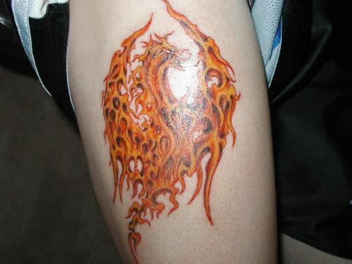Fire Dragon Tattoo On Leg
