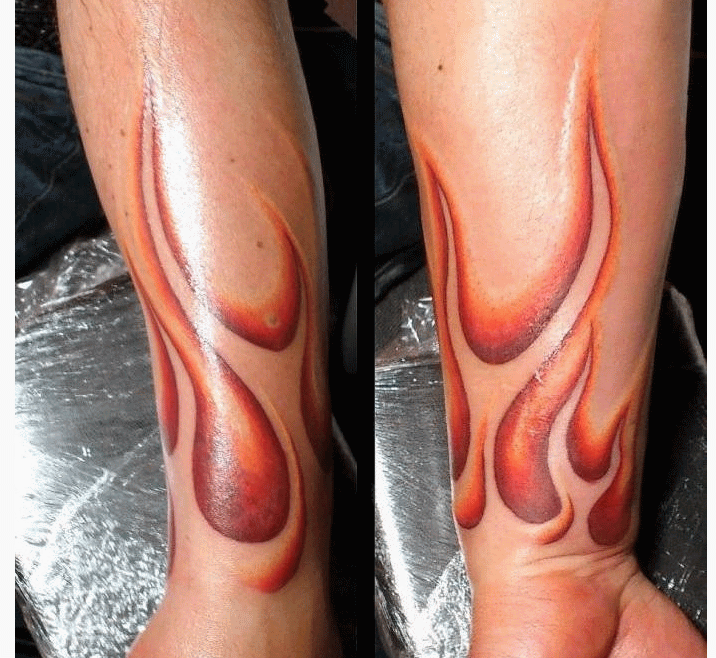 Fire Flame Tattoo On Both Wrist