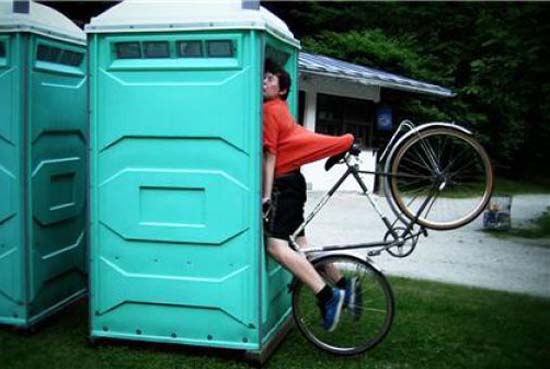 Funny Bicycle Accident With A Booth