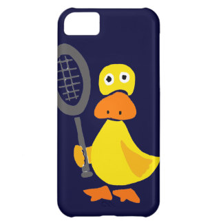 Funny Duck Playing Tennis Cartoon