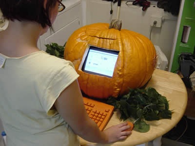 Funny Laptop Pumpkin Design