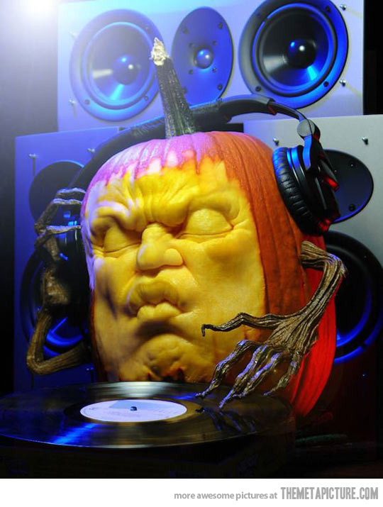 Funny Pumpkin Playing Dj