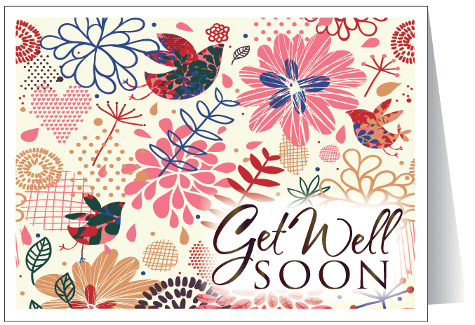 Get Well Soon Flowers Design Greeting Card