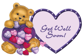 Get Well Soon Teddy Bear And Heart Animated Picture