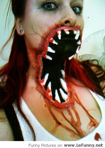 Girl Funny Scary Face Makeup Image