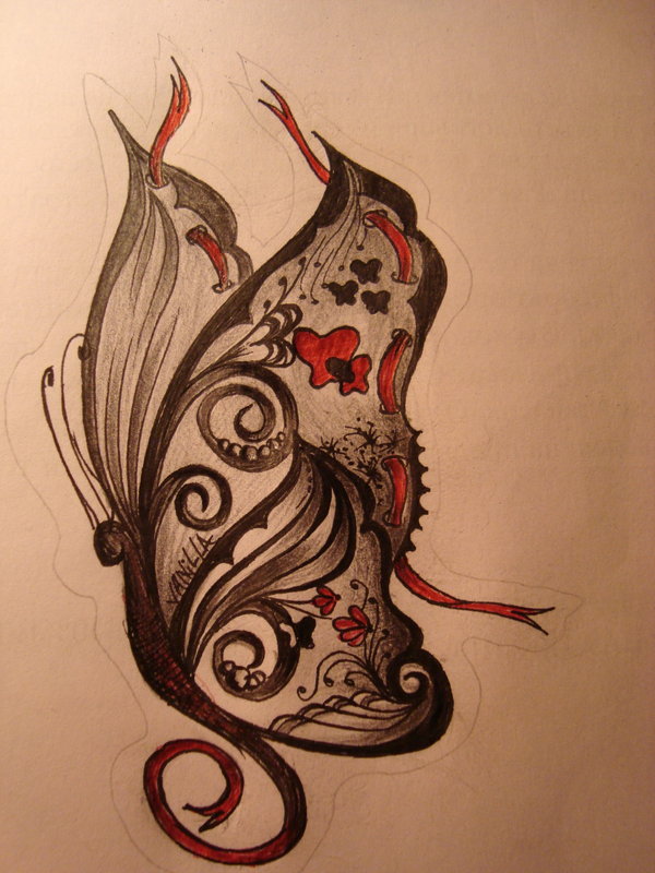 Gothic Butterfly Tattoo Design by Vanillainjectedapple