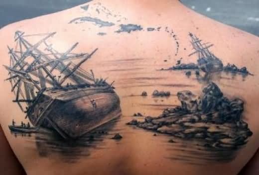 Graveyard Tattoo On Man Back Body
