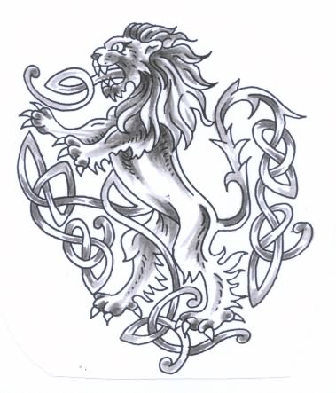 Grey Celtic Lion Tattoo Design