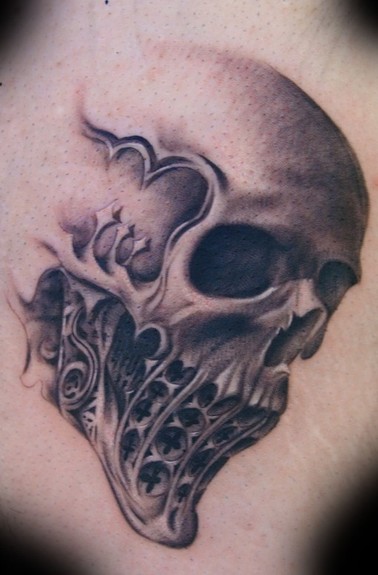 Grey Gothic Skull Tattoo Design