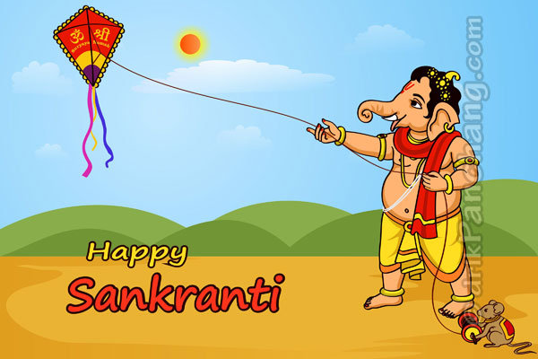 Happy Sankranti Ganesha Flying Kite Picture
