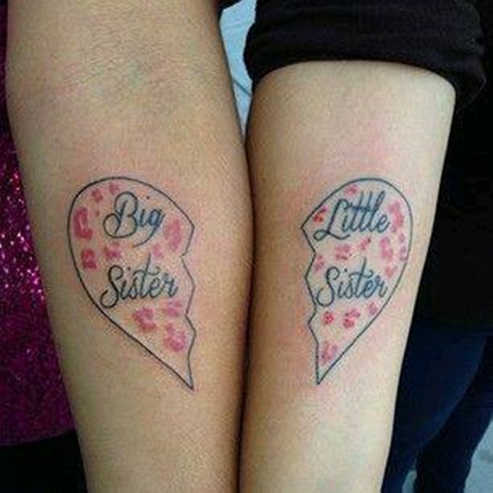 Heart Sister Matching Tattoo For Sister Forearm