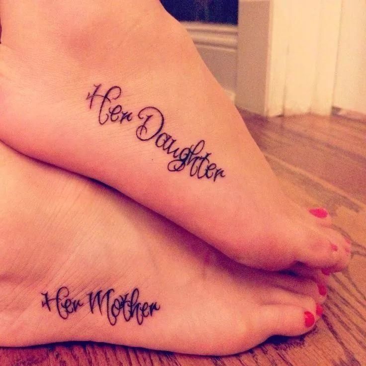Her Daughter And Her Mother Tattoo On Foot