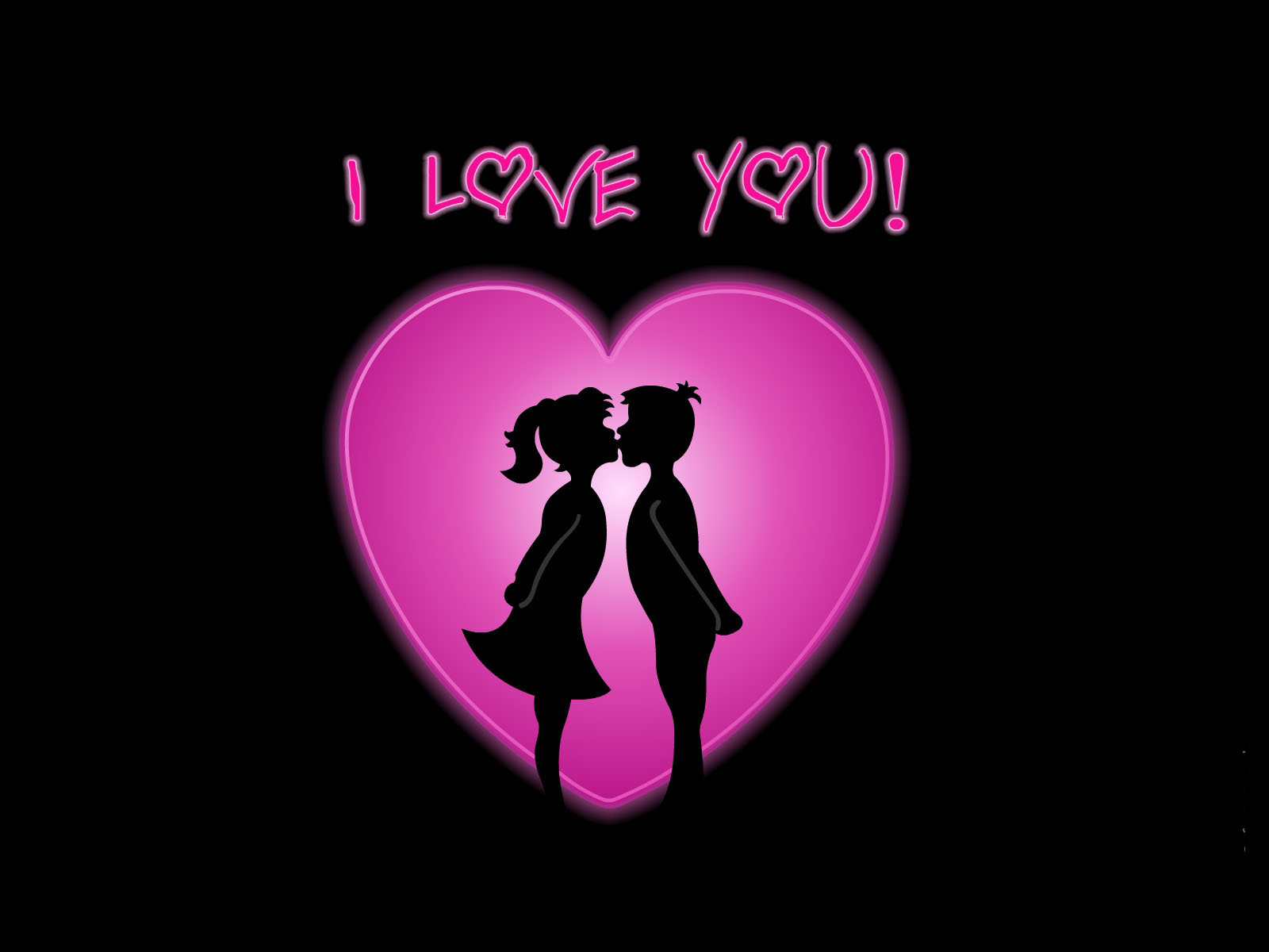 I Love You Kissing Couple Cartoon Picture