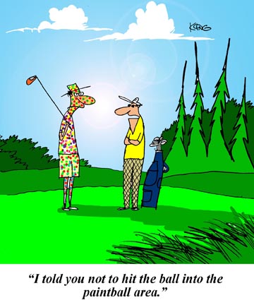 I Told You Not To Hit The Ball Into The Paintball Area Funny Golf Cartoon