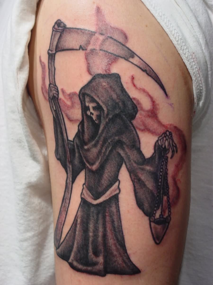 Incsense Reaper Tattoo on Arm by Fabian Cobos