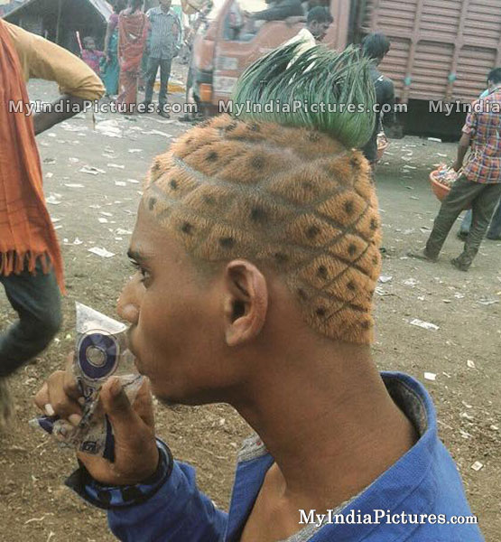 Indian Boy Funny Pineapple Haircut