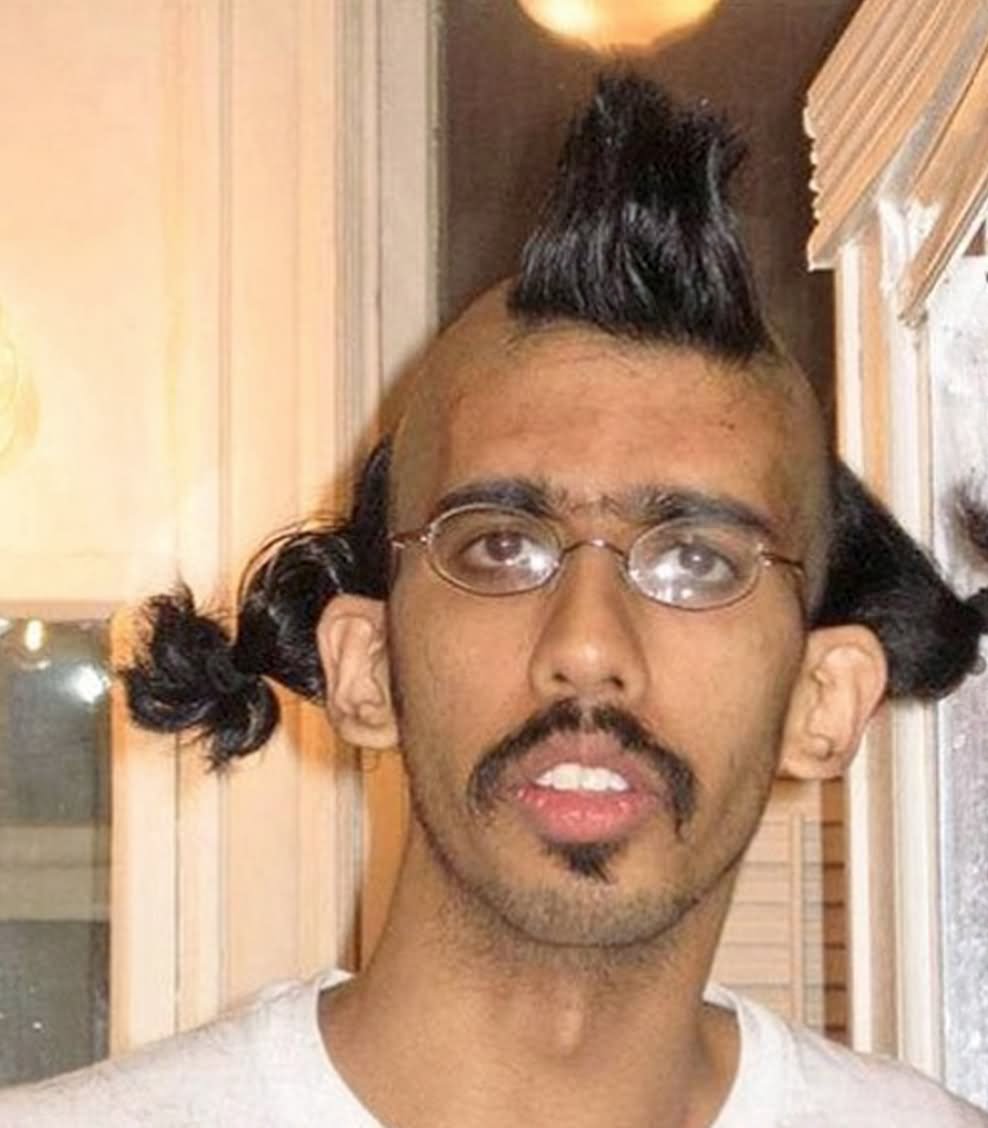 Indian Man Funny Haircut.