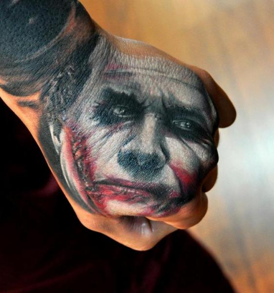 Joker Face Tattoo On Hand