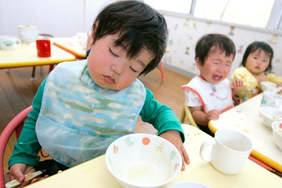 Kid Funny Sleeping During Eating Food