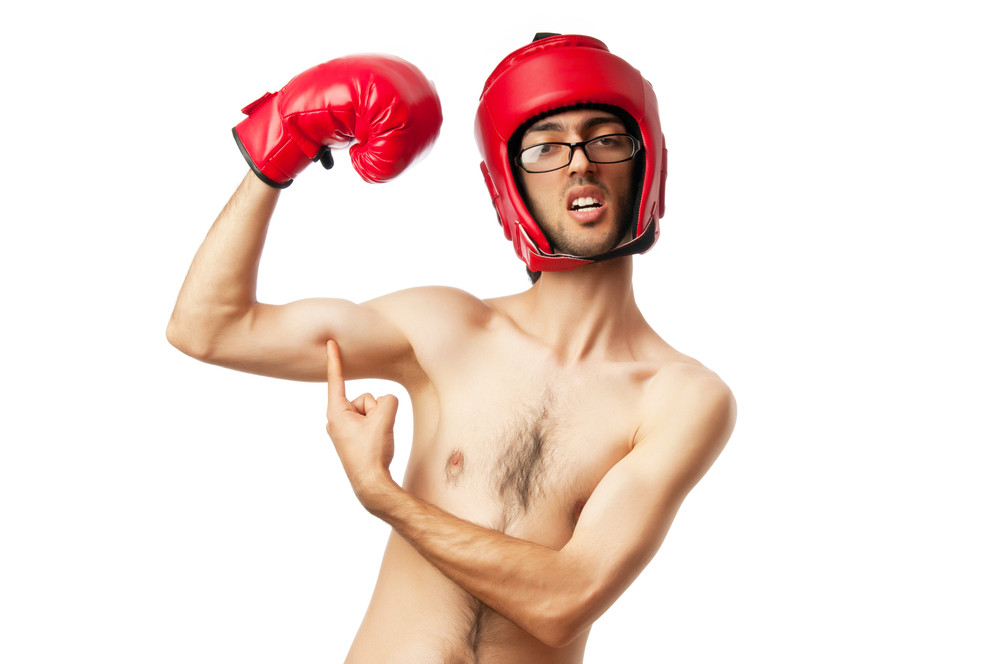 Lean Boy With Boxing Gloves Funny Picture
