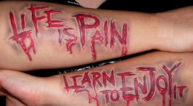 Life Is Pain Learn To Enjoy Tattoos On Forearm