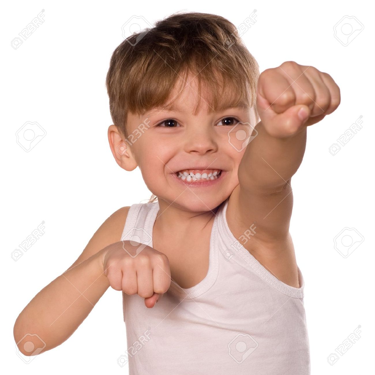 Little Boy Showing Boxing Punch Funny Picture