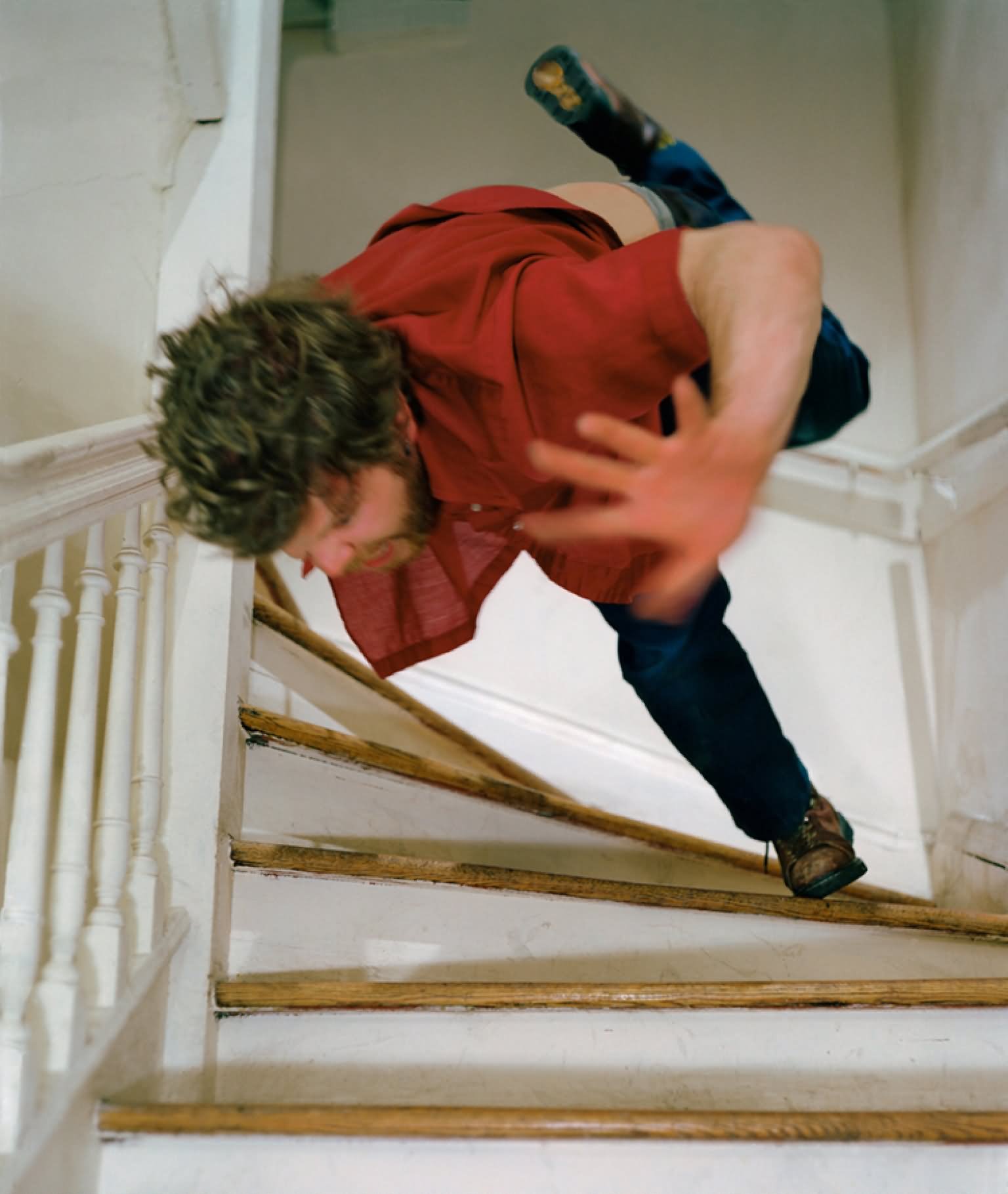 Man Falling From Stairs Funny Picture