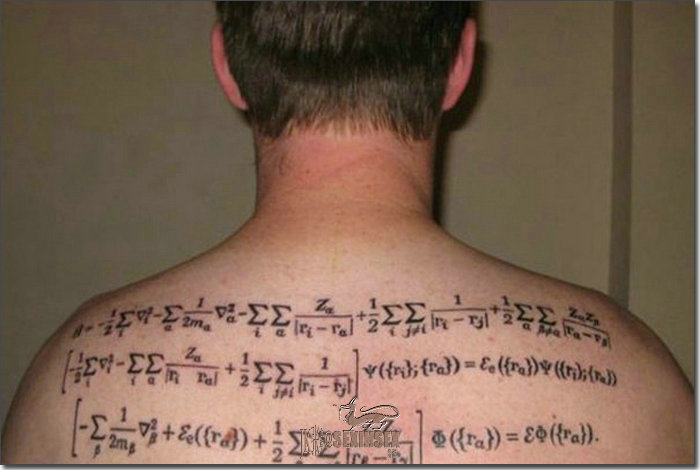 Math Equation Tattoo On Man Upper Back