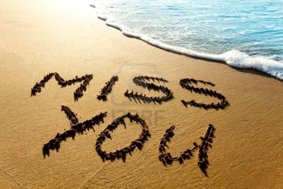 Miss You Written On Beach Sand
