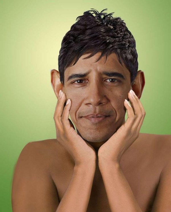 Obama Looks As Girl Funny Image