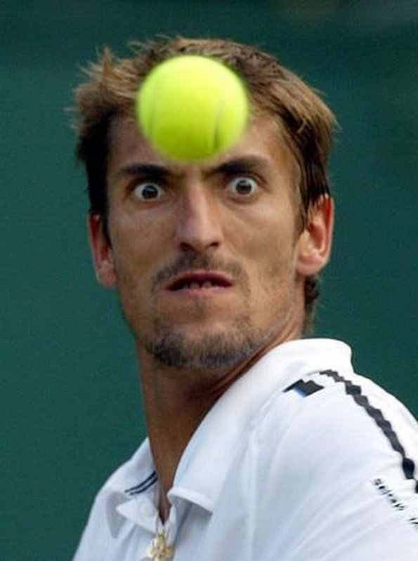 Player Watching Tennis Ball Funny Face