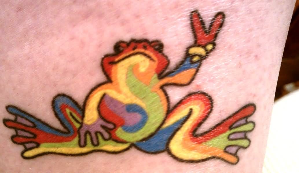 Rainbow Color Frog Tattoo Design