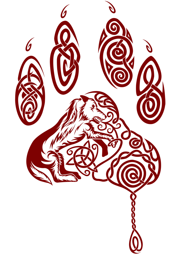 Red Celtic Paw Tattoo Stencil By Damien Thibault