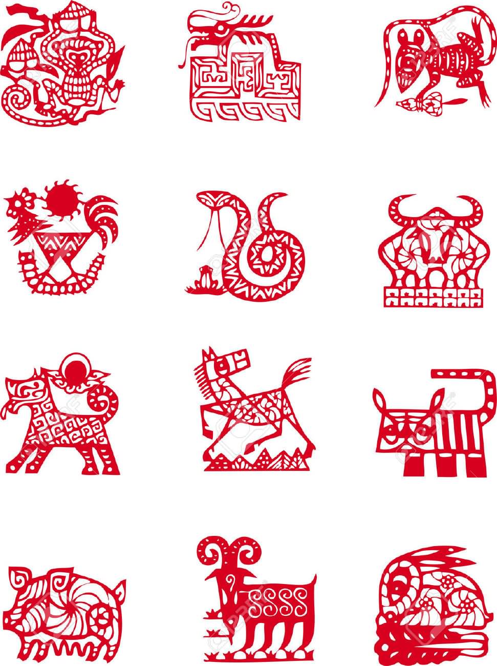 Red Chinese Zodiac Symbol Tattoo Design