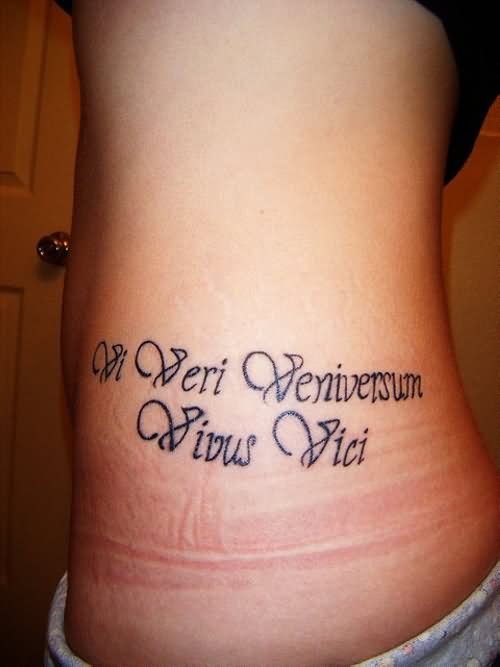 Rib Cage Wording Tattoo For Girls